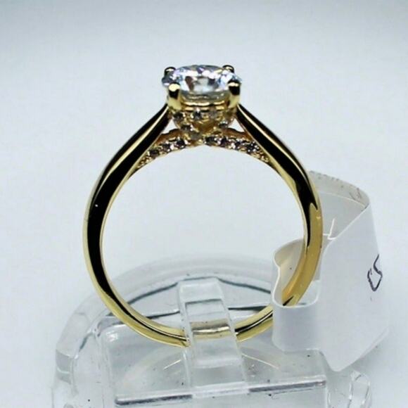 Cathedral Ring 1 Ct Round Moissanite Classic 4 Claws 18k Gold/Sterling Silver 9 - Picture 5 of 10